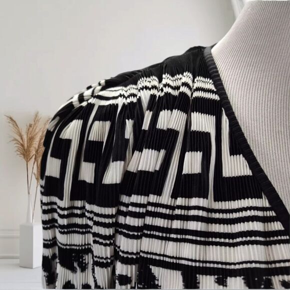 Vintage 80s Oversized Plisse Wrap Top Misses Plus One Size Mixed Print France - Picture 7 of 15